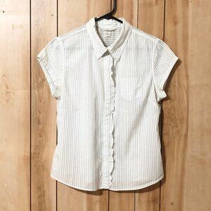 Abercrombie & Fitch Women Ruffle Button Down Shirt Size L